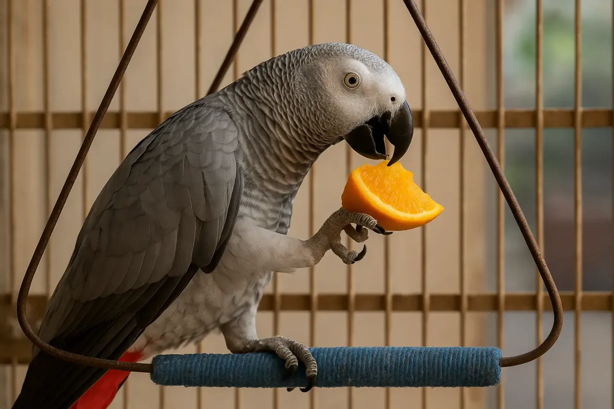 how much does an African grey parrot eat